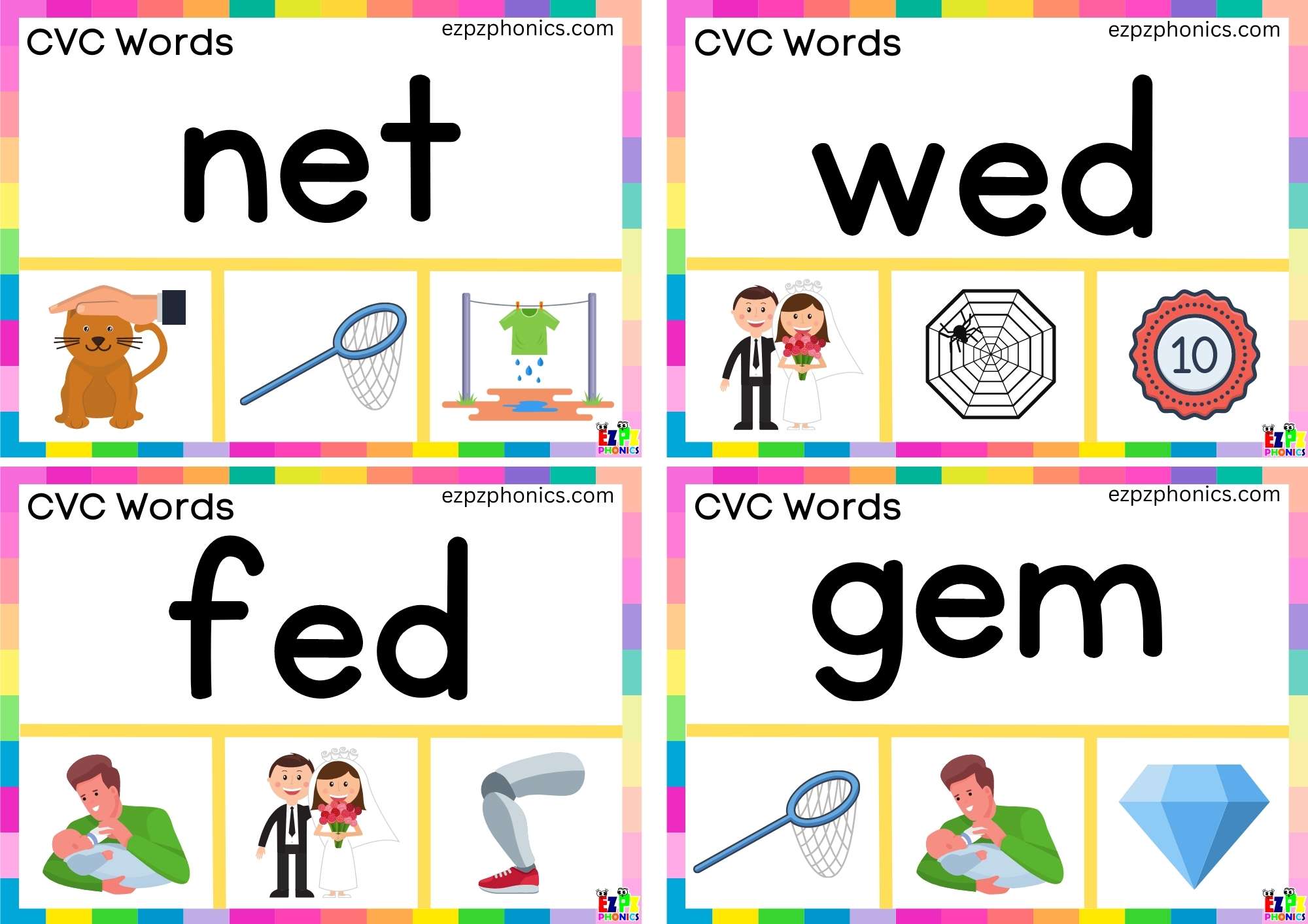 Short e Vowel CVC words Read the word and clip the image Set 4